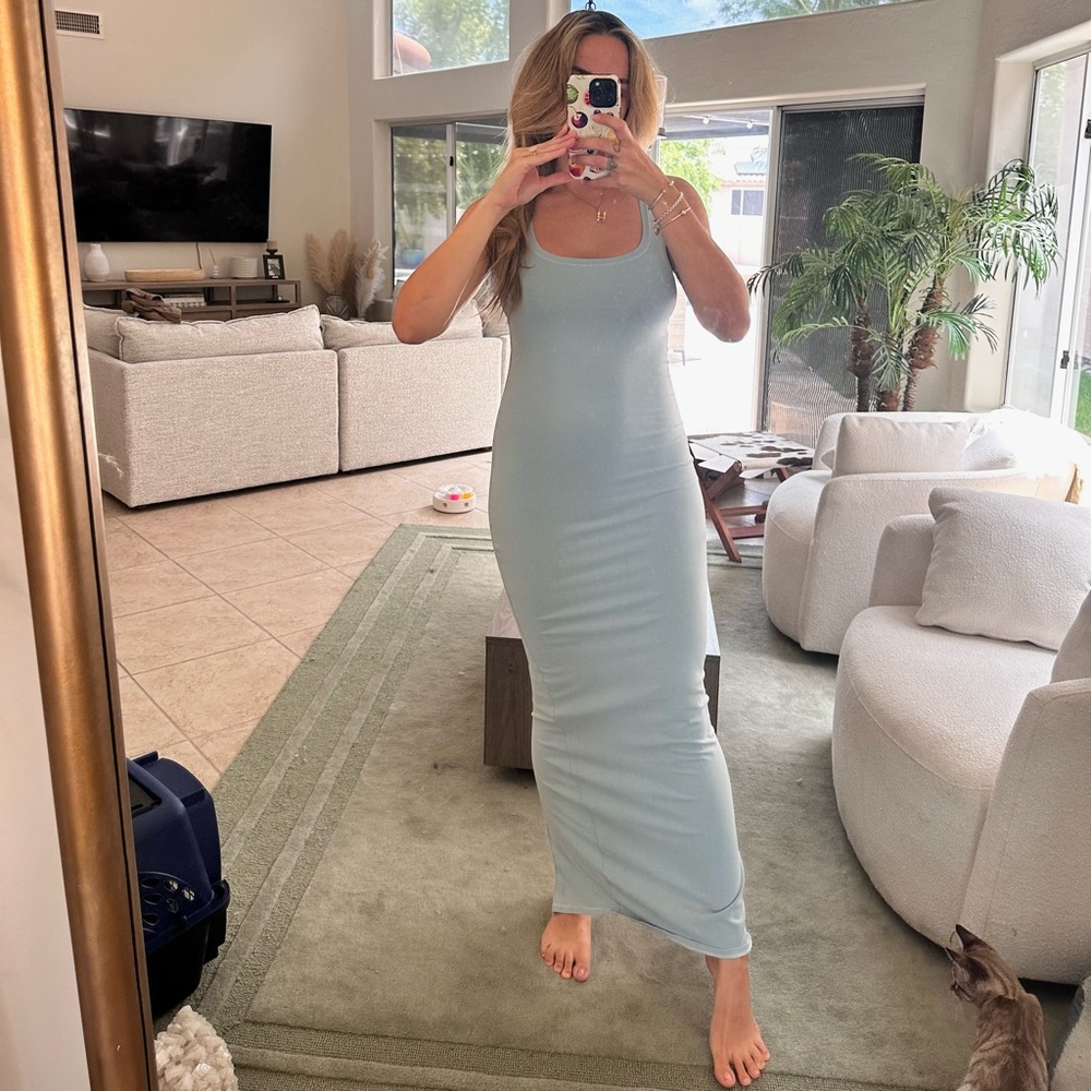 SKIMS Sleeveless Maxi Dress in Light Blue